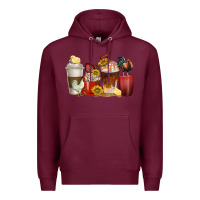 Burgundy coffee cups rooster Premium Hoodie - texasbilliewilder