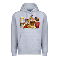 Heather Grey coffee cups rooster Premium Hoodie - texasbilliewilder