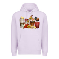 Lilac coffee cups rooster Premium Hoodie - texasbilliewilder