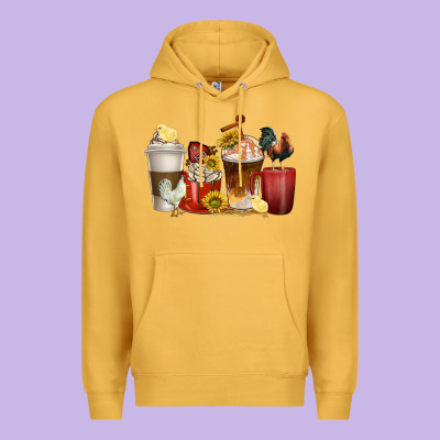 Premium Hoodie coffee cups rooster