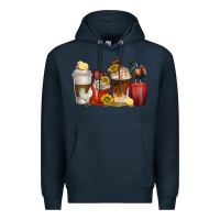 Navy coffee cups rooster Premium Hoodie - texasbilliewilder