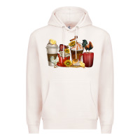 Pale Pink coffee cups rooster Premium Hoodie - texasbilliewilder
