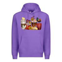 Purple coffee cups rooster Premium Hoodie - texasbilliewilder