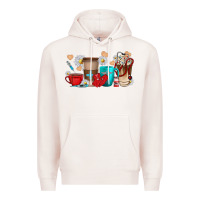 Pale Pink Nurse coffee cups Premium Hoodie - texasbilliewilder