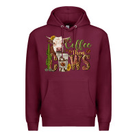 Burgundy coffee then cows Premium Hoodie - texasbilliewilder