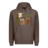 Coffee coffee then cows Premium Hoodie - texasbilliewilder