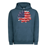 Pigment Midnight Navy american flag sunflower Urban Hoodie - MaliasSmallBusiness