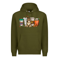 Army Green collie dog coffee cups Premium Hoodie - texasbilliewilder