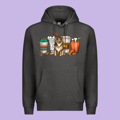 Premium Hoodie collie dog coffee cups