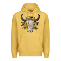 Antique Gold cow aztec western bull skull Premium Hoodie - texasbilliewilder