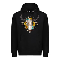 Black cow aztec western bull skull Premium Hoodie - texasbilliewilder