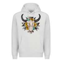 Dove Grey cow aztec western bull skull Premium Hoodie - texasbilliewilder