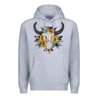 Heather Grey cow aztec western bull skull Premium Hoodie - texasbilliewilder