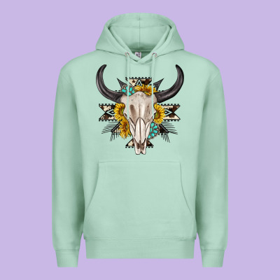 Premium Hoodie cow aztec western bull skull