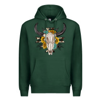 Sports Green cow aztec western bull skull Premium Hoodie - texasbilliewilder
