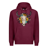 Burgundy cow aztec western bull skull Premium Hoodie - texasbilliewilder