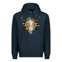 Navy cow aztec western bull skull Premium Hoodie - texasbilliewilder