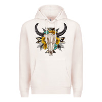 Pale Pink cow aztec western bull skull Premium Hoodie - texasbilliewilder