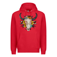 Red cow aztec western bull skull Premium Hoodie - texasbilliewilder