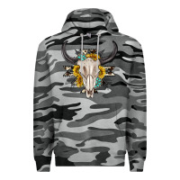 Slate Camo cow aztec western bull skull Premium Hoodie - texasbilliewilder