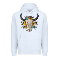 White cow aztec western bull skull Premium Hoodie - texasbilliewilder