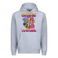 Heather Grey cosmic cowgirl Premium Hoodie - texasbilliewilder
