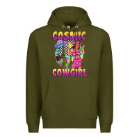 Army Green cosmic cowgirl Premium Hoodie - texasbilliewilder