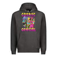 Charcoal Heather cosmic cowgirl Premium Hoodie - texasbilliewilder