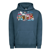 Pigment Midnight Navy nurse elements coffee cups Urban Hoodie - MaliasSmallBusiness