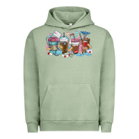 Pigment Oil Green nurse elements coffee cups Urban Hoodie - MaliasSmallBusiness