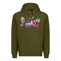 Army Green hair stylist coffee cup Premium Hoodie - AdoDesignShop