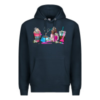 Navy hair stylist coffee cup Premium Hoodie - AdoDesignShop