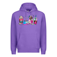 Purple hair stylist coffee cup Premium Hoodie - AdoDesignShop
