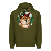Army Green Shiba Inu Christmas Premium Hoodie - RanaPortraitStore