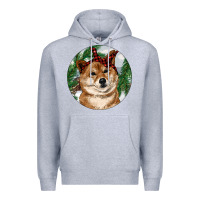Heather Grey Shiba Inu Christmas Premium Hoodie - RanaPortraitStore