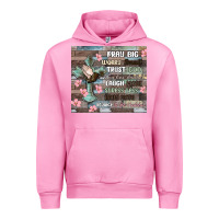 Fuchsia Pink pray big worry small trust god Urban Hoodie - MaliasSmallBusiness