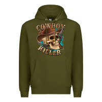 Army Green cowboy killer with skull Premium Hoodie - texasbilliewilder