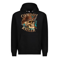 Black cowboy killer with skull Premium Hoodie - texasbilliewilder