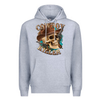 Heather Grey cowboy killer with skull Premium Hoodie - texasbilliewilder