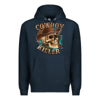 Navy cowboy killer with skull Premium Hoodie - texasbilliewilder