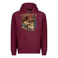 Burgundy cowboy killer with skull Premium Hoodie - texasbilliewilder