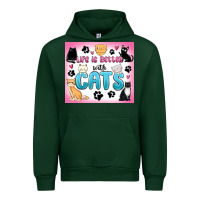 Forest Green life is better with cats Urban Hoodie - MaliasSmallBusiness