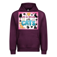 Mauve Wine life is better with cats Urban Hoodie - MaliasSmallBusiness