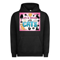 Pigment Black life is better with cats Urban Hoodie - MaliasSmallBusiness