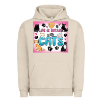 Pigment French Oak life is better with cats Urban Hoodie - MaliasSmallBusiness