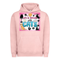 Pigment Salmon life is better with cats Urban Hoodie - MaliasSmallBusiness