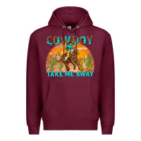 Burgundy cowboy take me away Premium Hoodie - texasbilliewilder