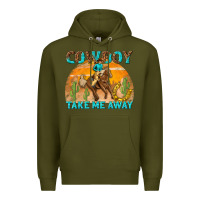 Army Green cowboy take me away Premium Hoodie - texasbilliewilder