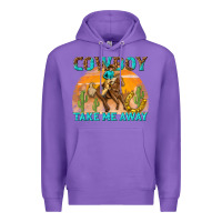 Purple cowboy take me away Premium Hoodie - texasbilliewilder
