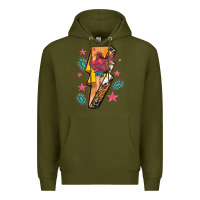 Army Green cowgirl with lightning bolt Premium Hoodie - texasbilliewilder